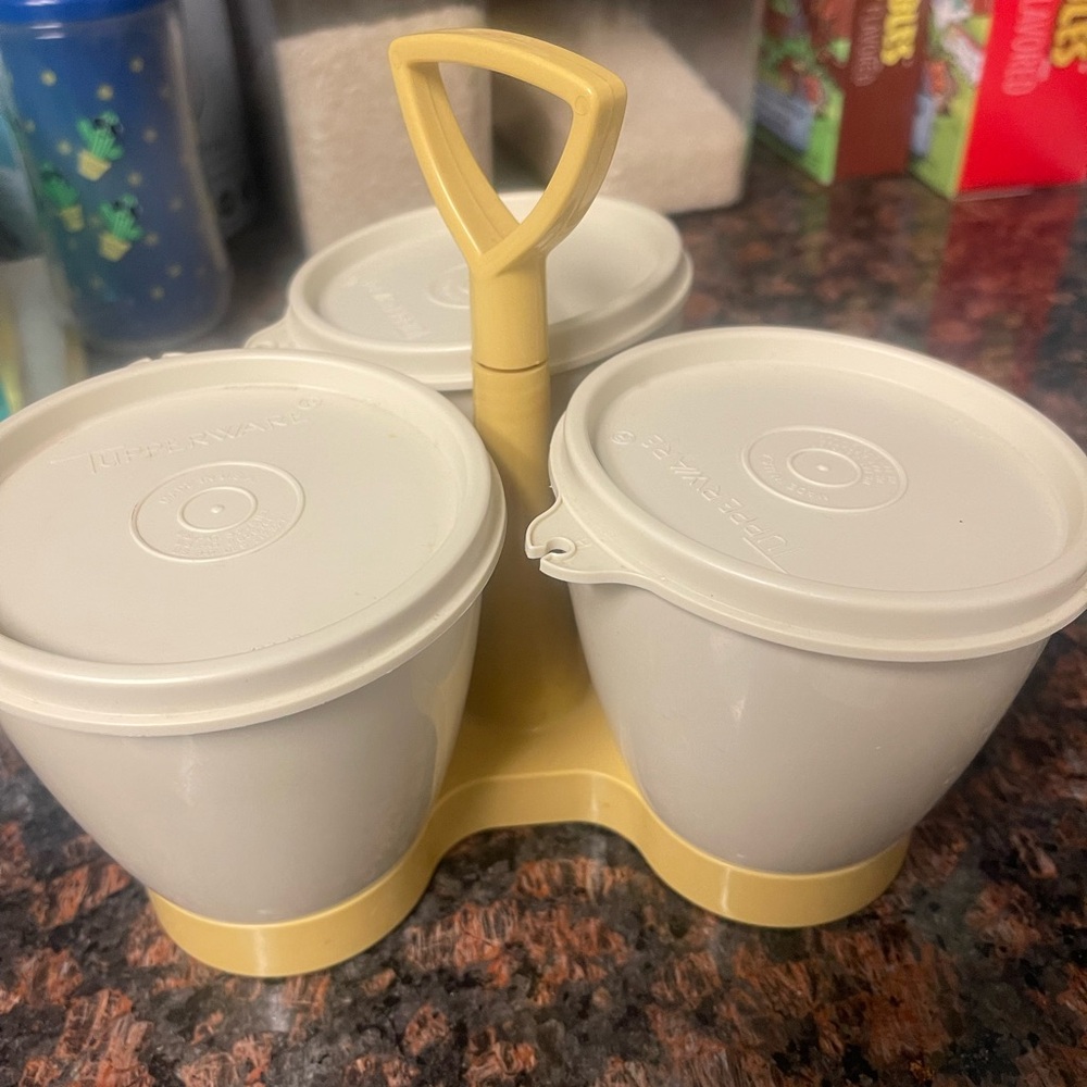 Tupperware Cream and Yellow Food Storage Set